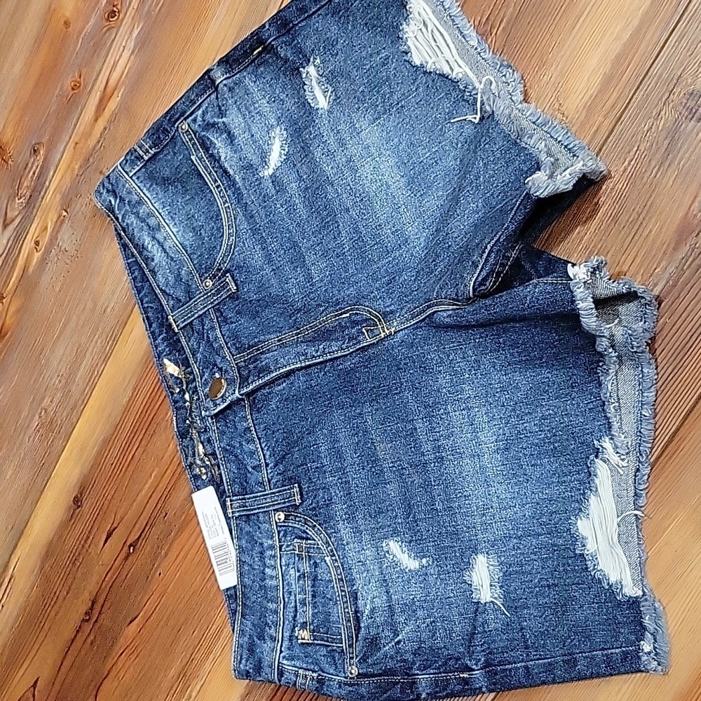Seven7 Blue Distressed Jean Shorts